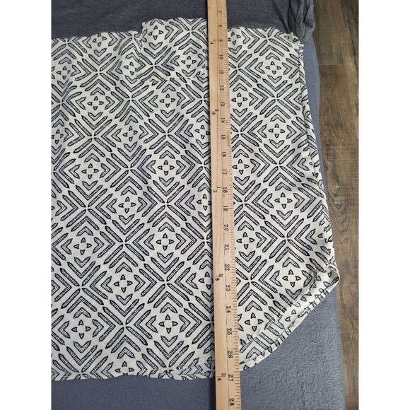 KNOX ROSE Women's SZ LG Short Sleeve Geometric Print Blouse Cream Gray - Picture 8 of 9